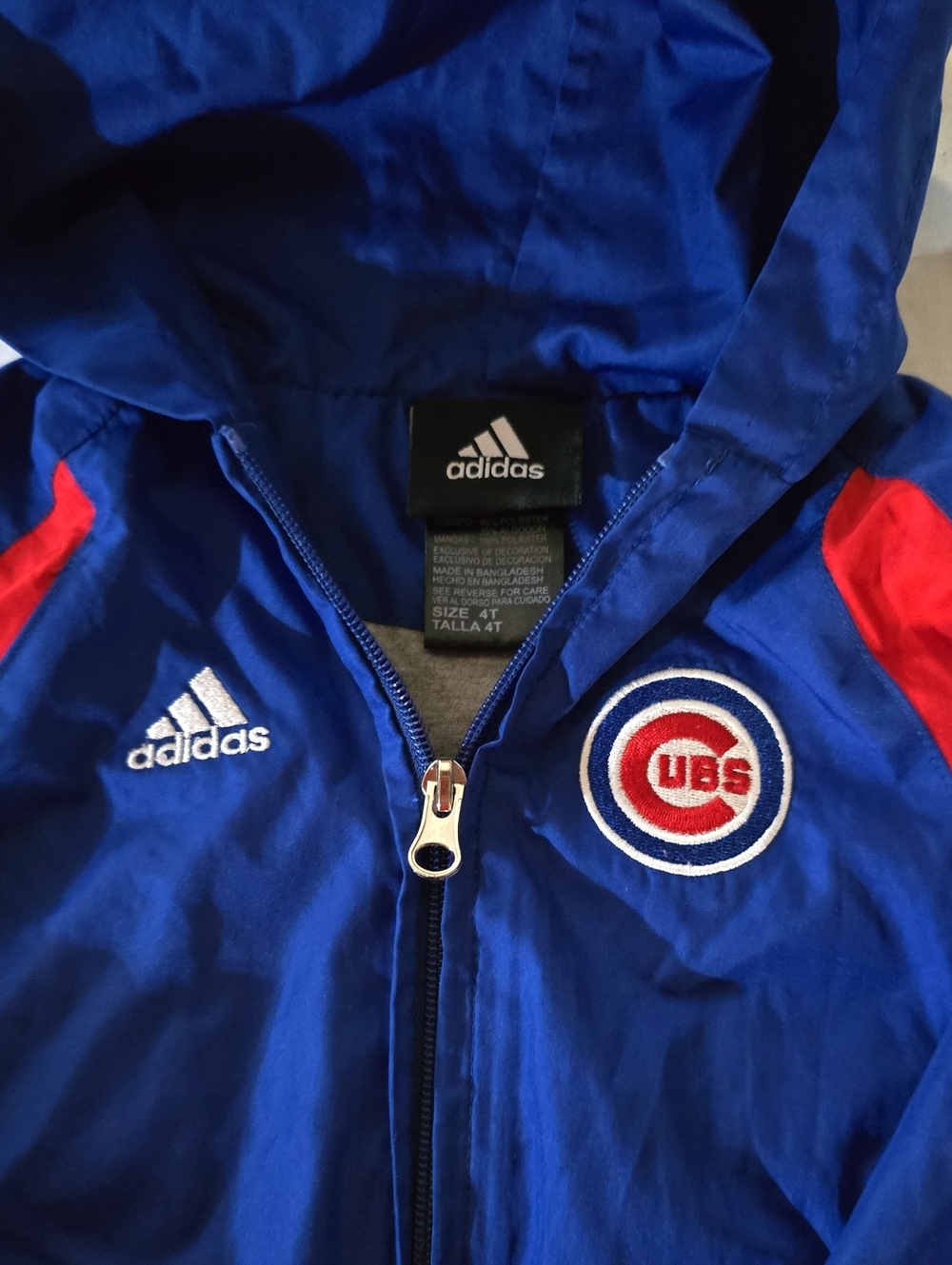 adidas Blue and Red Cubs Hooded Rain Jacket for Kids